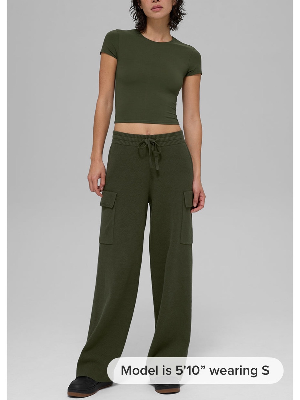 ALO Yoga Wide-Leg Pants in Olive Green - Picture 9 of 10